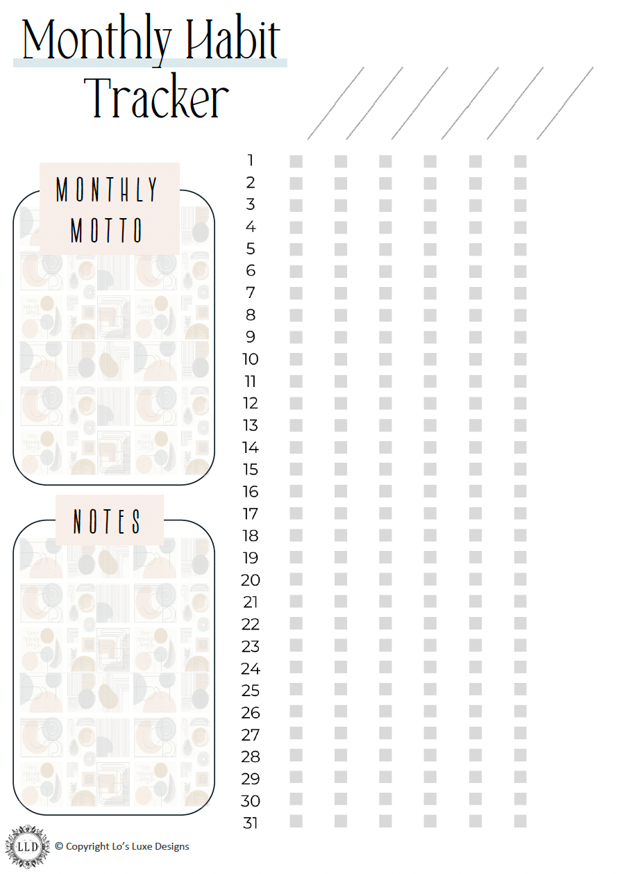 Monthly Habit Tracker - Geo Shapes - 8.5x11 Printable product image (1)