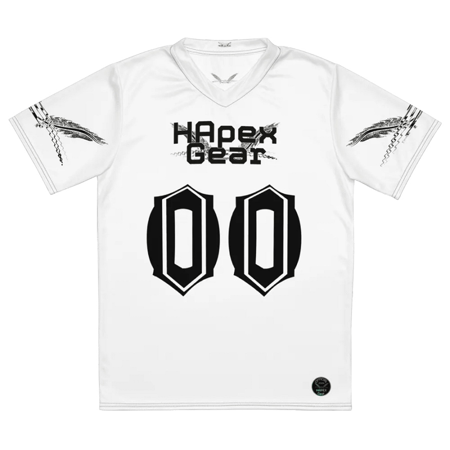 Recycled Unisex Sports Jersey - White - Mr I'm Not Important - Black HApex Gear Black Logo product image (2)