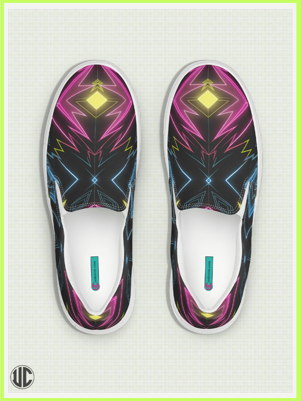 UnkoCon – Neon Kaleidoscope Women’s Slip-On Shoes product image (1)