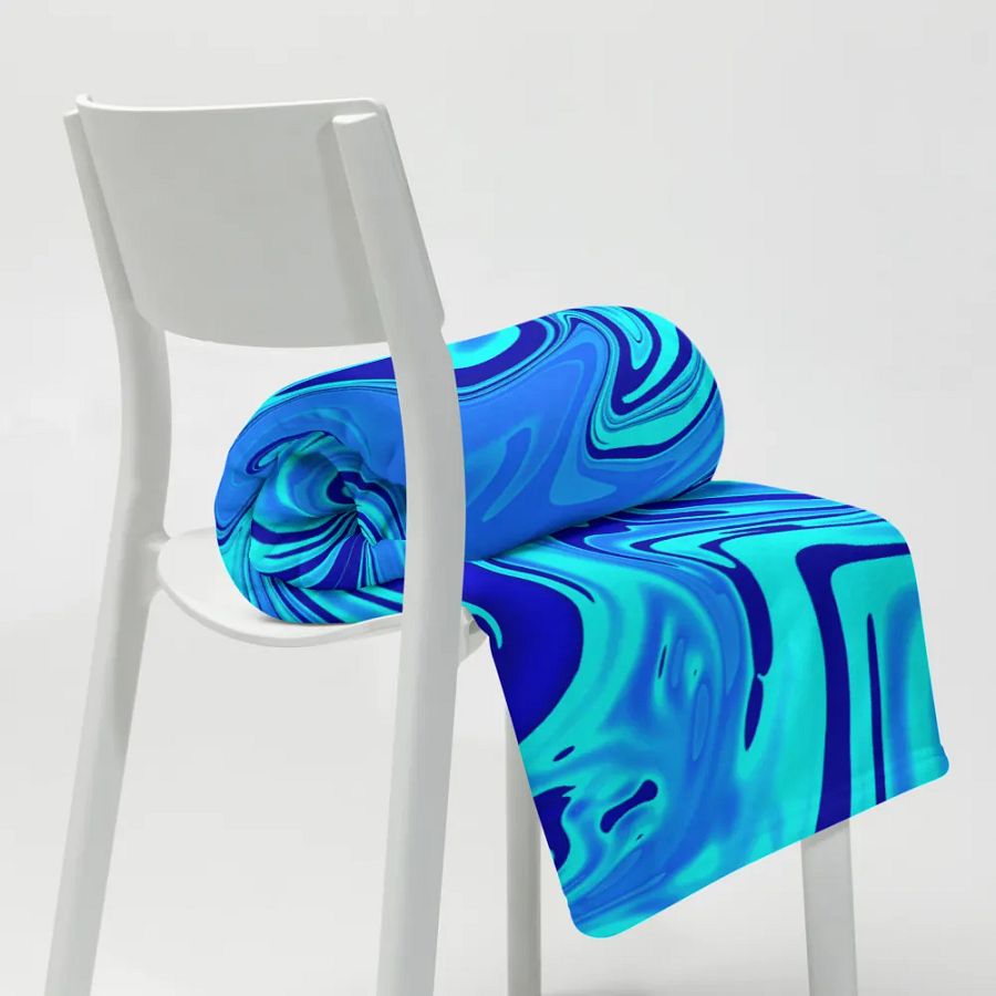 Throw Blanket - Light and Dark Blue Digital Fluid Art product image (6)