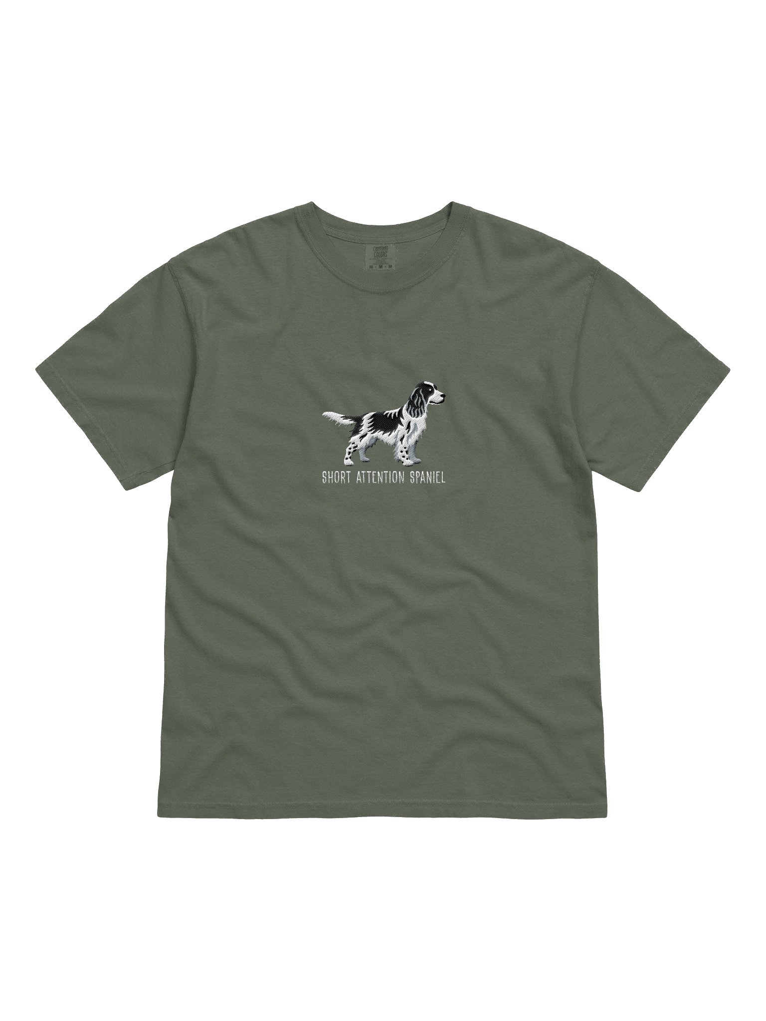 Short Attention Spaniel T-Shirt(Embroidered) of a Springer Spaniel(Black & White) product image (21)