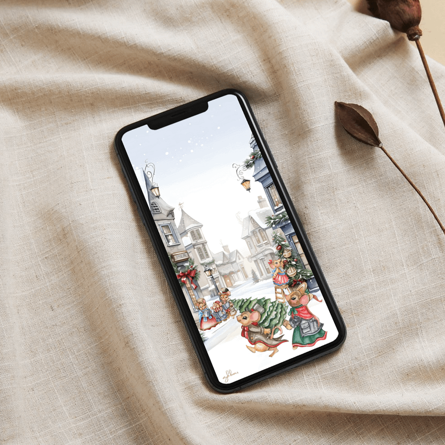 Prelude to Christmas Smartphone Digital Wallpaper | Festive Holiday Phone Background | Instant Download product image (7)
