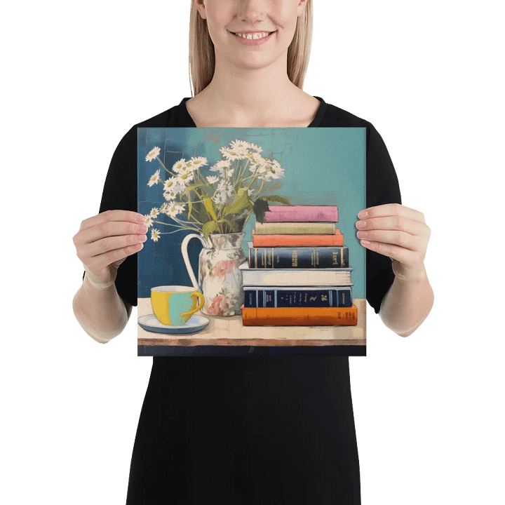 Art2401-30 Books and Tea Still Life - Canvas Print - sm product image (2)