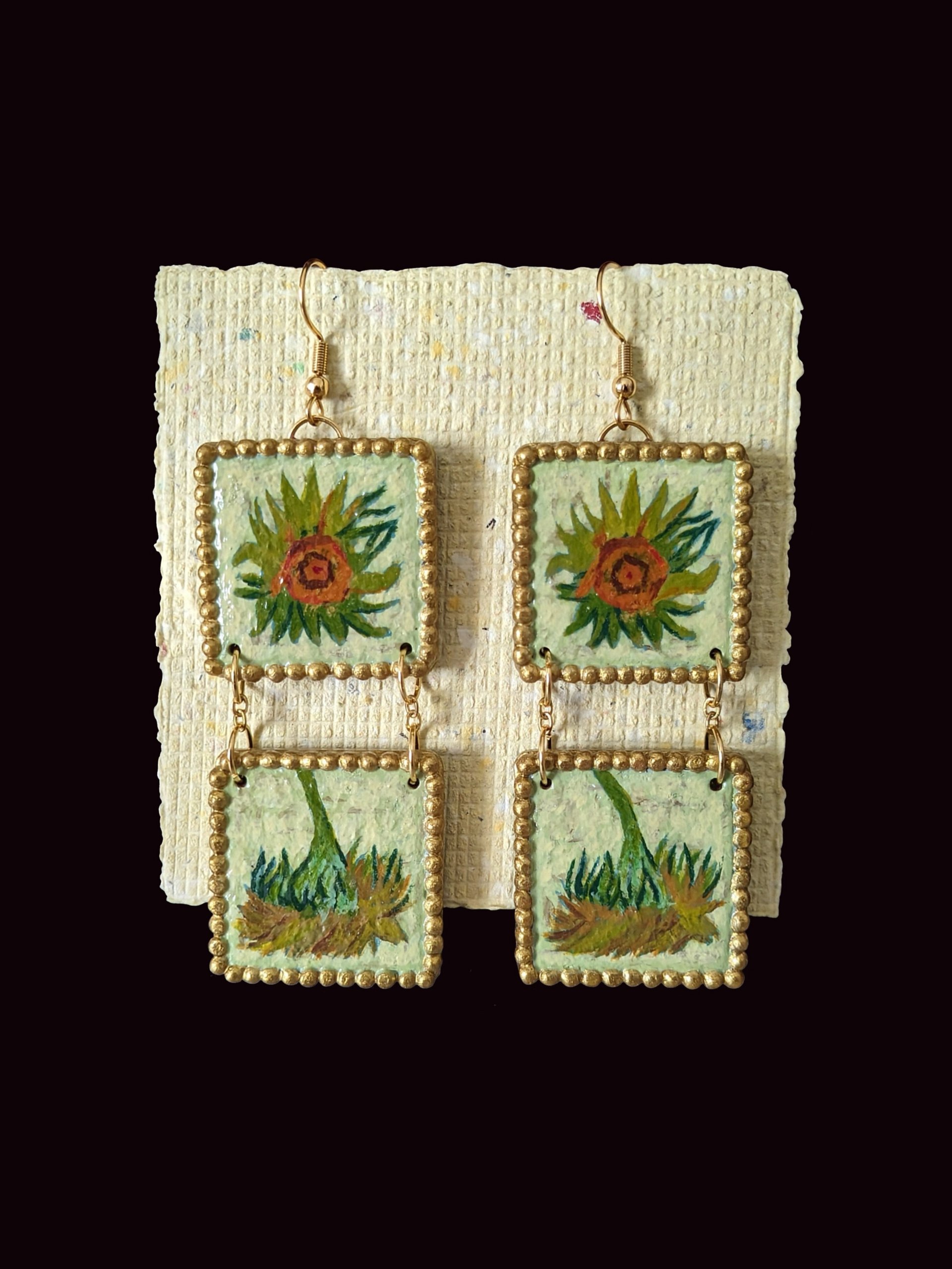 Van Gogh Sunflower Dangle Earrings product image (1)