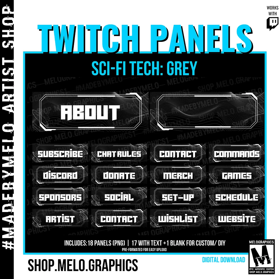 Sci-Fi Tech Grey - Twitch Panels (18) | #MadeByMELO product image (1)