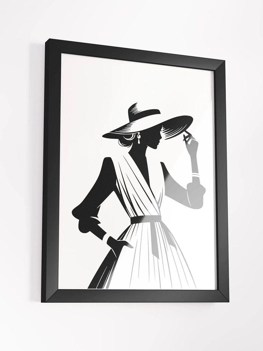 Elegant Church Lady – Black & White Vector Art (Framed Poster) product image (26)