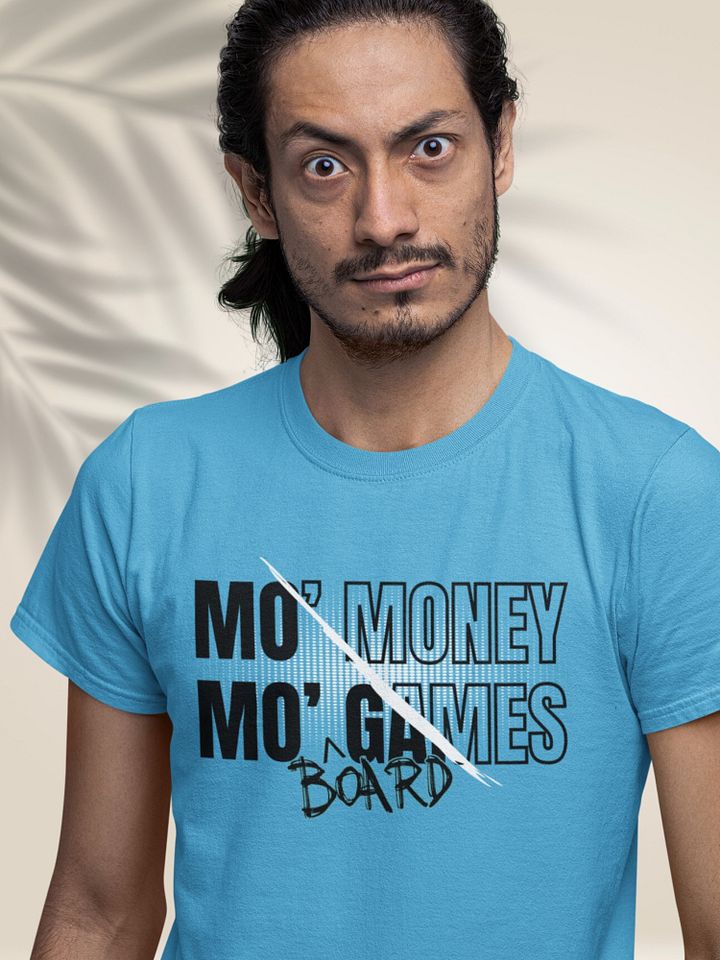 90s Rap Shirt for Board Gamers, Cool Unisex Gamer Aqua T-shirt, Mo Money Mo Board Games product image (1)