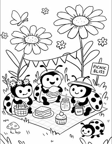 Ladybug Picnic 🐞🧺 Newest Coloring page and by far my ABSOLUTE favorite one to date!!! Available exclusively to my members on ...