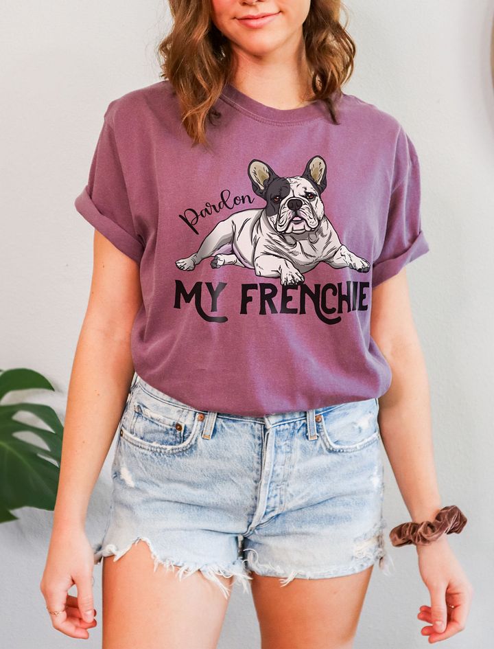 Pardon My Frenchie T-Shirt of a French Bulldog (Pied) | Funny T-Shirt for Frenchie Paw-rents product image (6)
