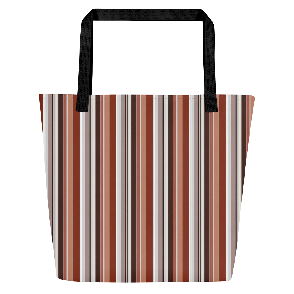Fall Leaves Stripes Autumn Color – All-Over Print Large Tote Bag with Pocket product image (1)
