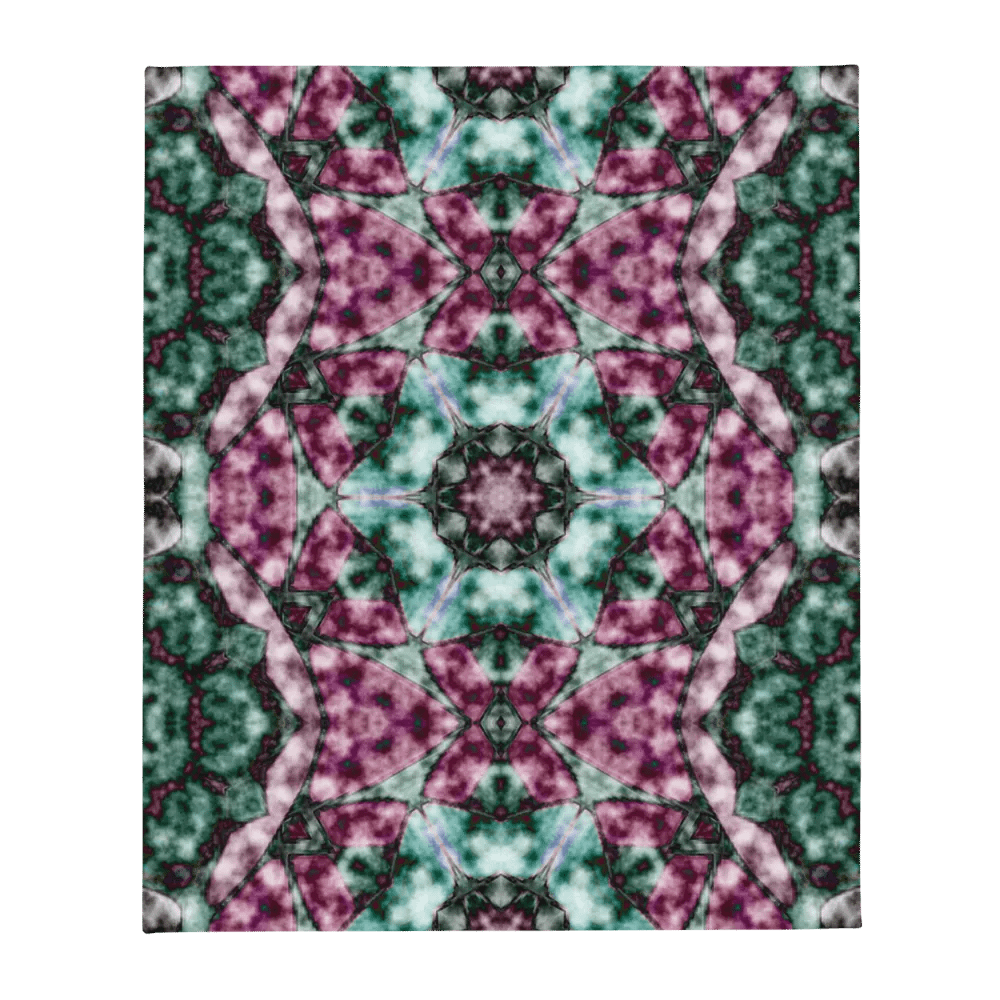 Bohemian 6 Pointed Madala Teal and Pink/ Throw Blanket by Allcolor product image (1)