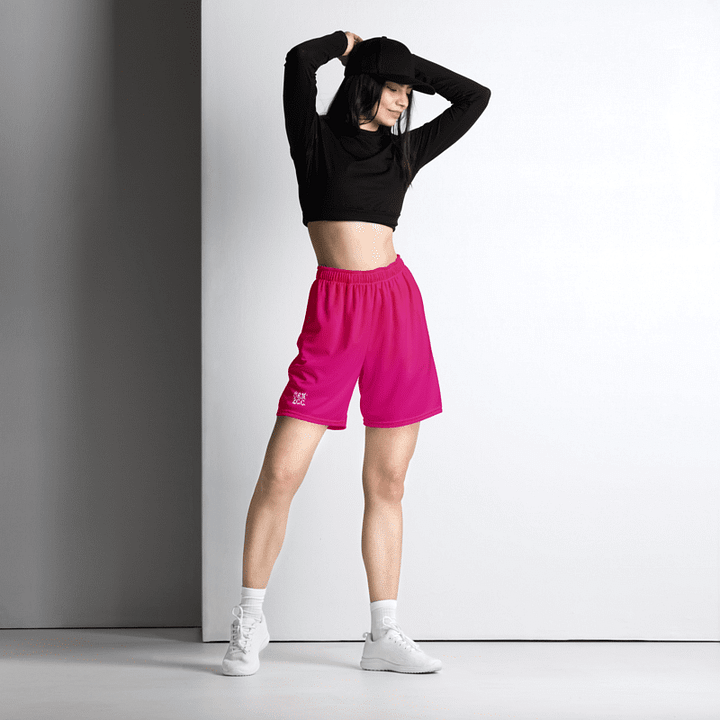 Women's | BRN.2C.C.™ Mesh Shorts | Coastal Cool Meets Sporty Style | Recycled Unisex Activewear 🌊🔥| White Logo on Vibrant Pink product image (1)