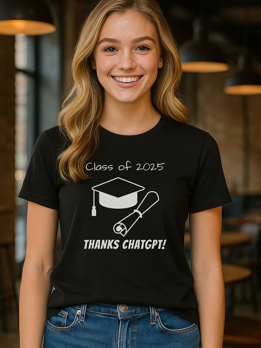 Graduation Class of 2025 THANKS CHATGPT - Funny Meme T-Shirt - Bella Canvas 3001 Unisex Staple T-Shirt product image (3)