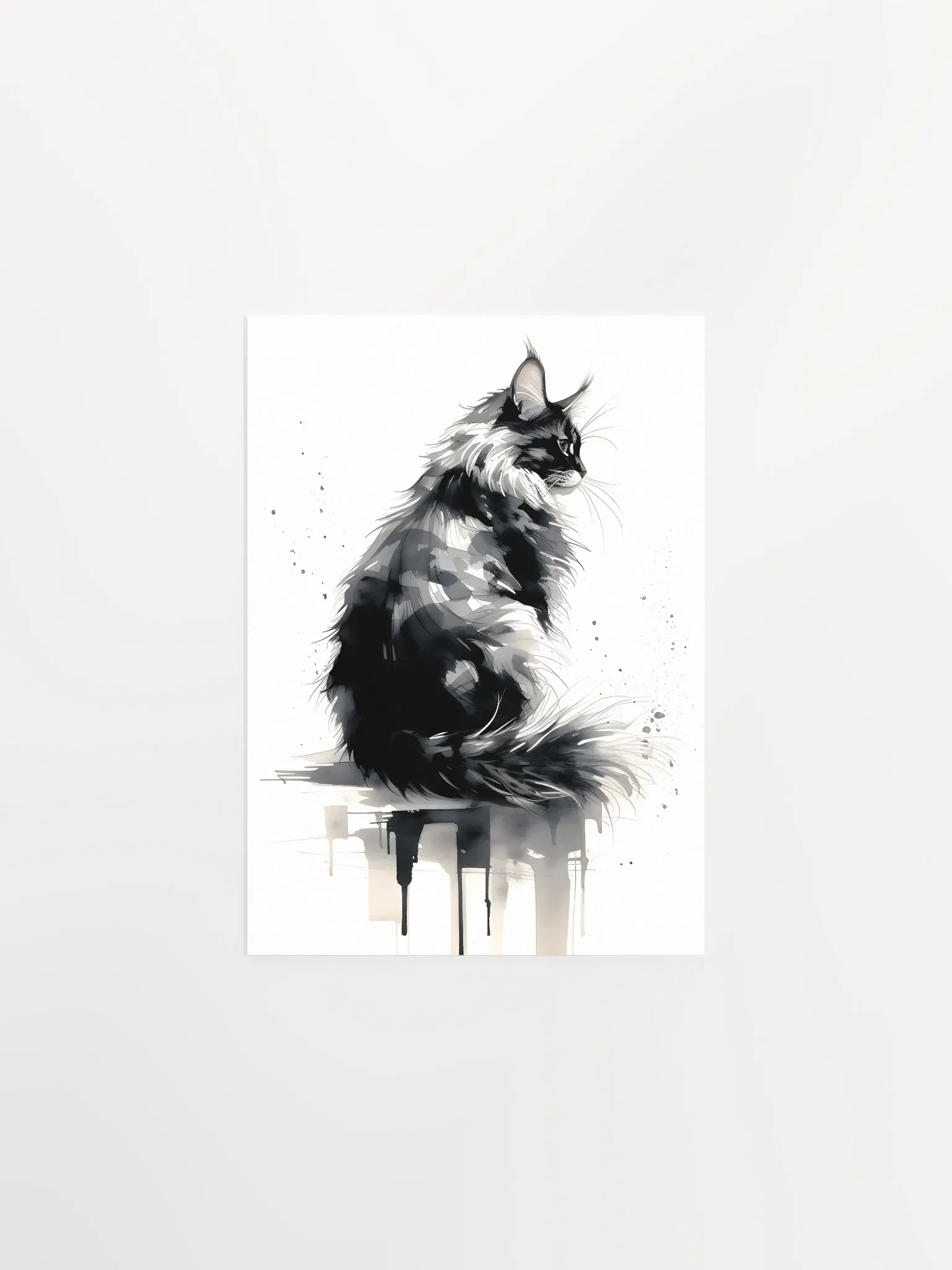 Maine Coon Ink Art Poster Wall Print product image (1)
