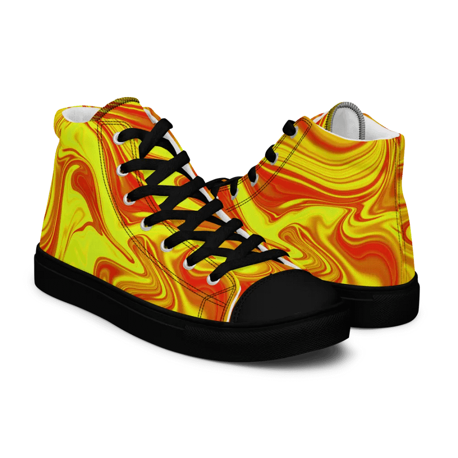 Women's High Top Canvas Shoes - Yellow and Red Digital Fluid Art product image (8)