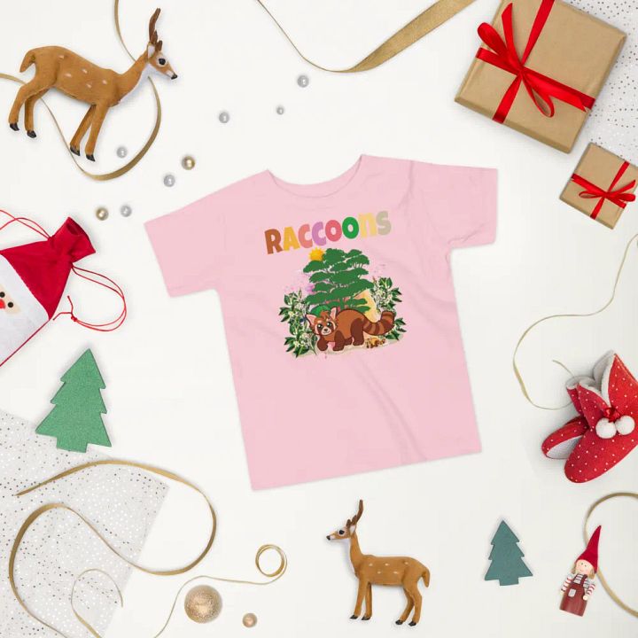 Raccoons Colorful Funny Cute Bella +Canvas Toddler T-Shirt – Funny Shirt, Best Gift for Kids product image (2)