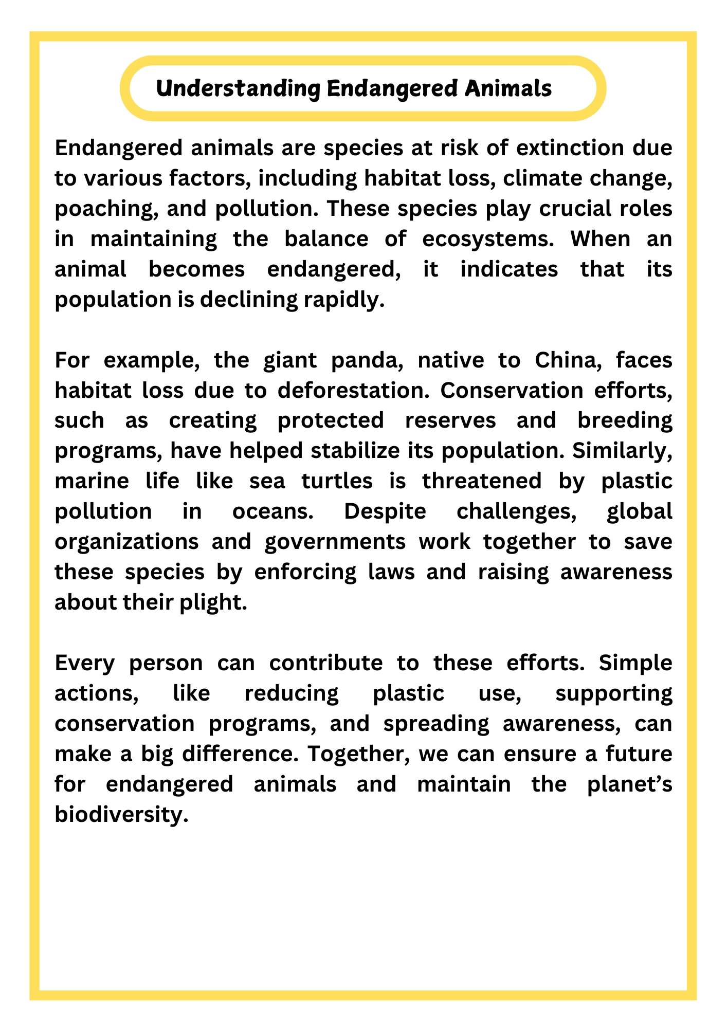 Endangered Animals Reading Passage with Comprehension Questions product image (2)