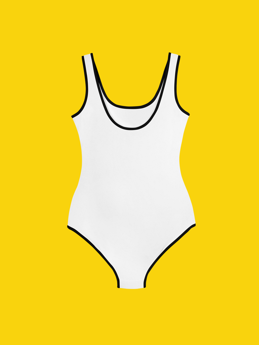 All-Over Print Youth Swimsuit, Black Borders | WIL Style product image (2)