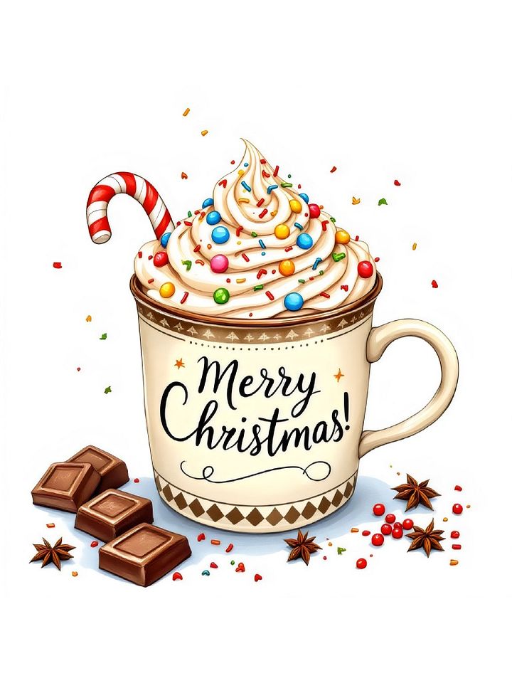 14 Mug Filled with Hot Chocolate Clipart Designs, Winter Drink Illustrations, Cozy Clipart Set product image (1)