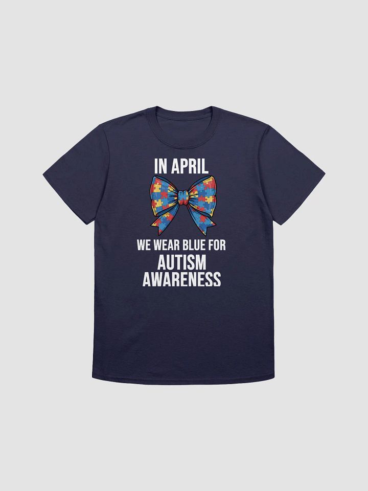 In April We Wear Blue - Autism Awareness Bow Puzzle T-Shirt product image (1)