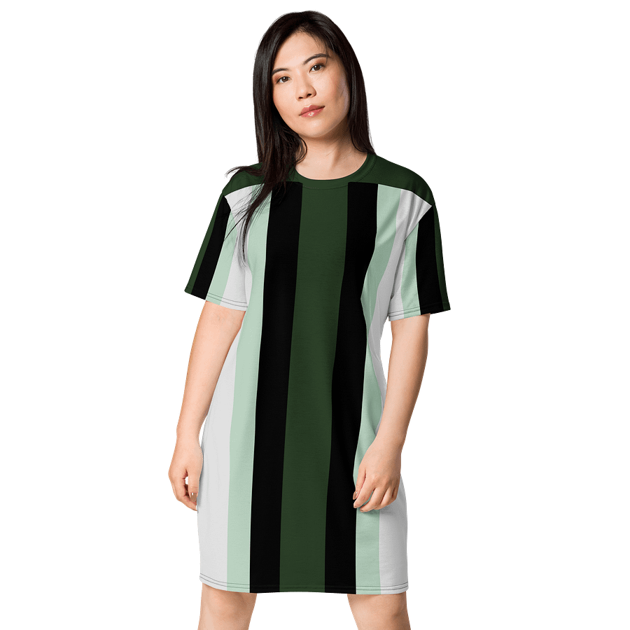 Forest Green & Black Striped Oversized T-Shirt Dress | TDS Music product image (1)