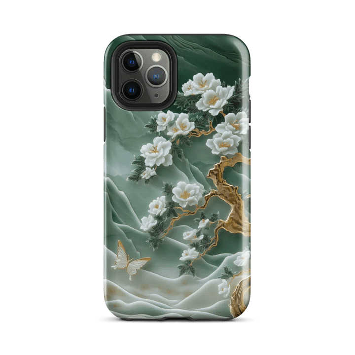 White Floral Blossom Jade Carving Effect - Tough Phone Case product image (2)