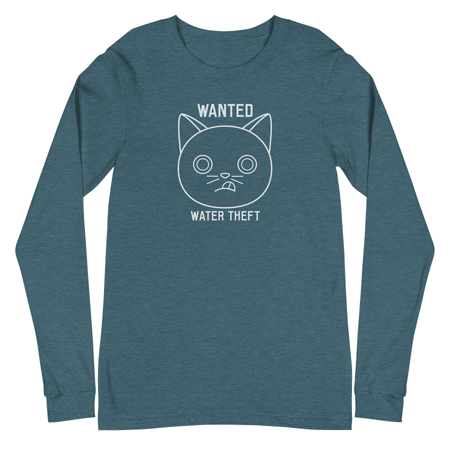 Wanted Unisex Long Sleeve Tee, Water Theft, White Print product image (2)