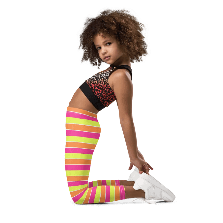 Summer Party Leggings for Girls with stripes - Orange product image (2)