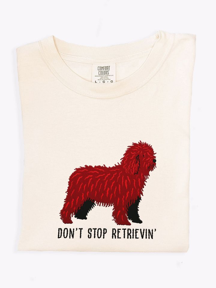 Don't Stop Retrievin' T-Shirt(Embroidered) of a Spanish Water Dog(Chocolate) product image (1)