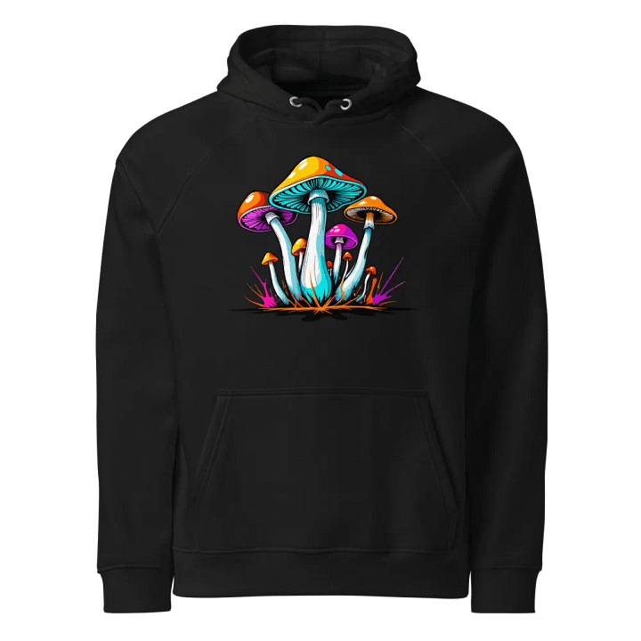 [Groovy Shrooms] Unisex Eco Raglan Hoodie product image (1)