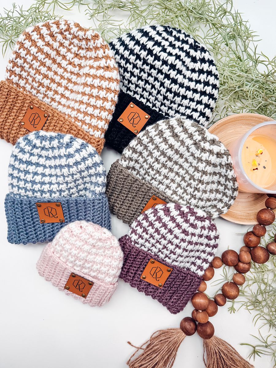 Houndstooth Crochet Beanie Pattern (6 Sizes) product image (8)