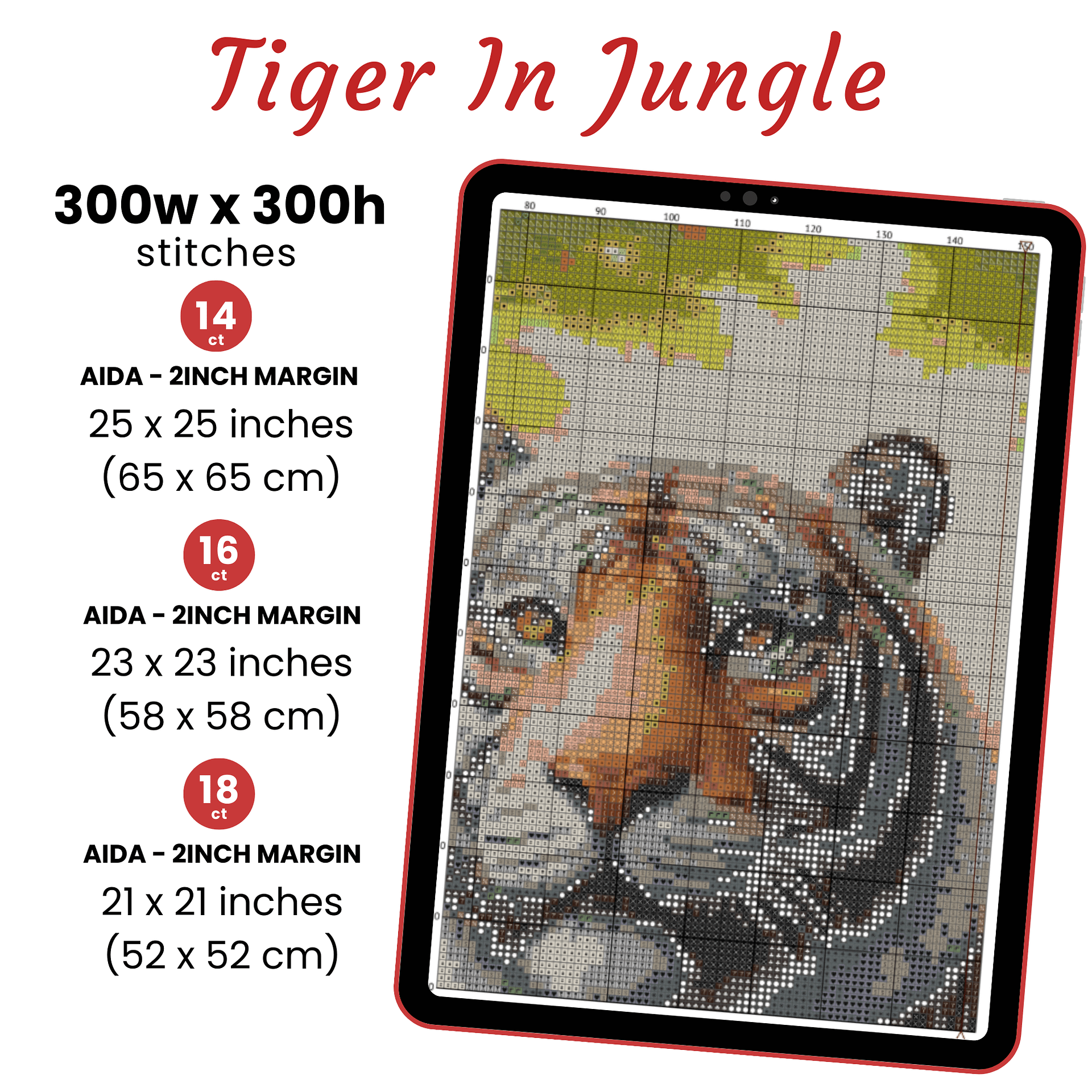 Tiger in the Jungle Cross Stitch Pattern product image (2)