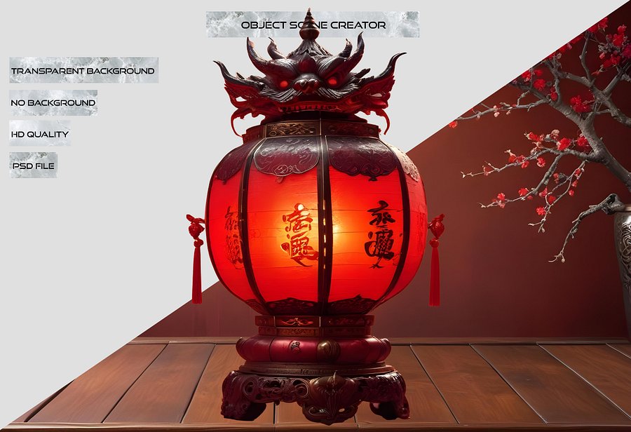 Chinese Lantern – Majestic Red Dragon Design for Lantern Festival PNG product image (2)