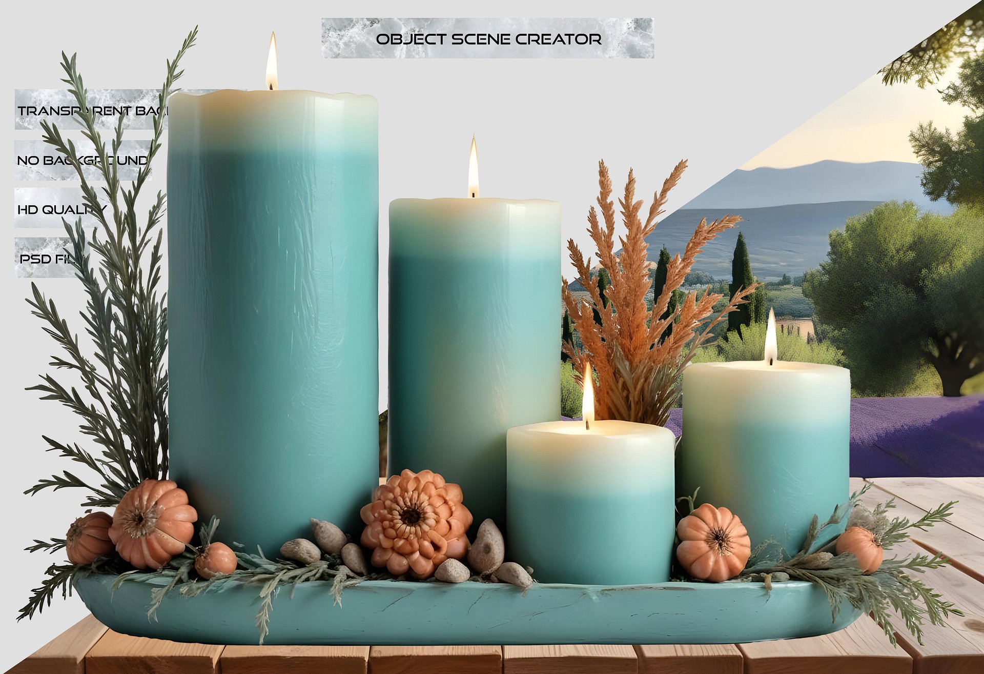 Provence-Inspired Candle and Floral Arrangements, PNG product image (2)