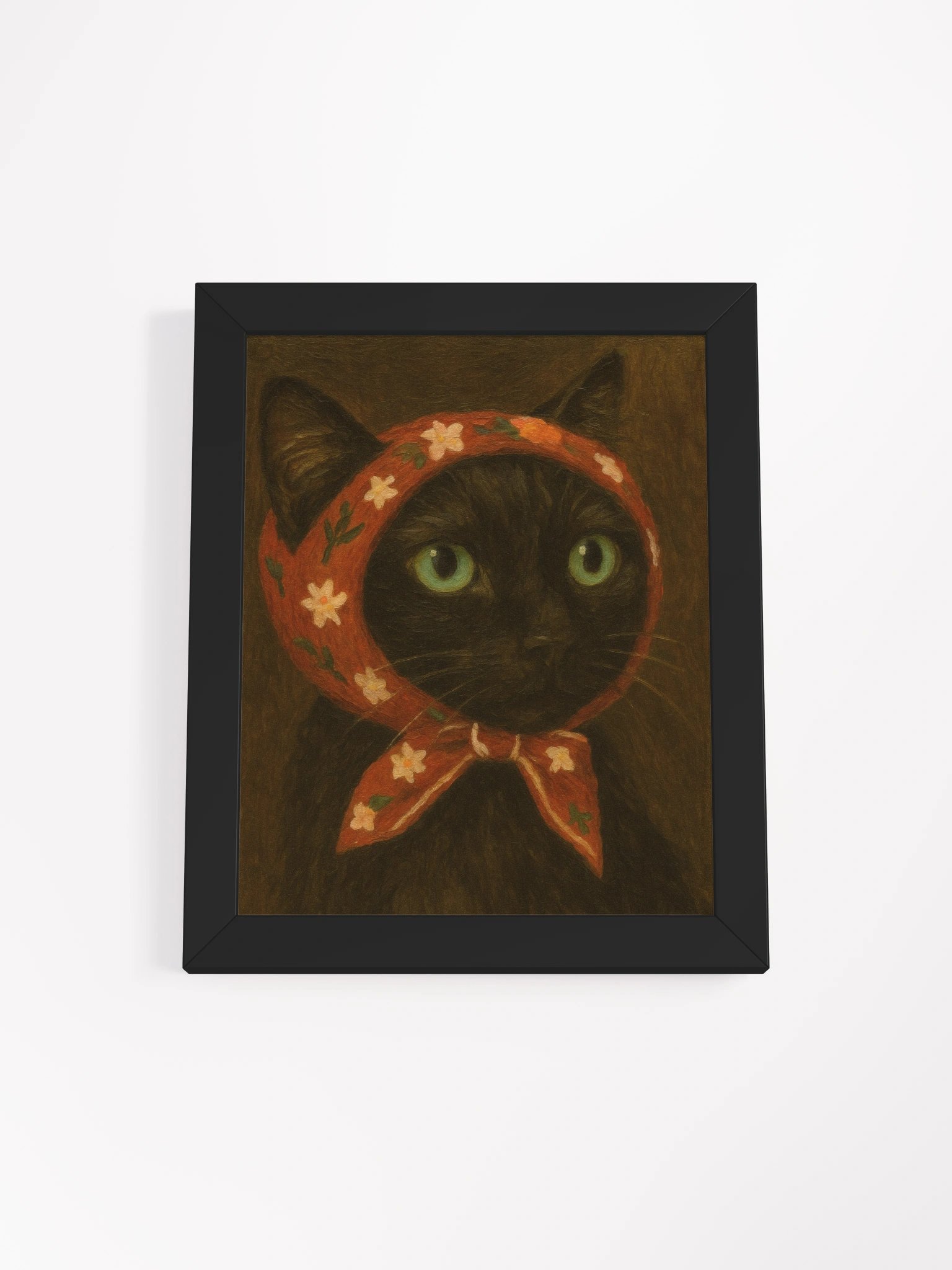 Framed Print - Babushka Cat Portrait 'Midnight' product image (1)