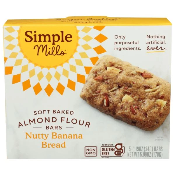 SIMPLE MILLS: Nutty Banana Bread Soft Baked Bars, 5.99 oz product image (1)