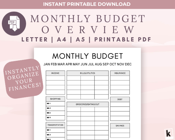 Monthly Finance Printable to Simplify Your Budget, PDF Instant Download Expense Tracker for Monthly Budget Planner, A4 A5 Letter product image (2)