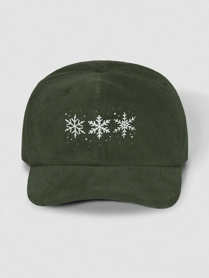 White Snowflakes Embroidered Corduroy Dad Hat product image (1)