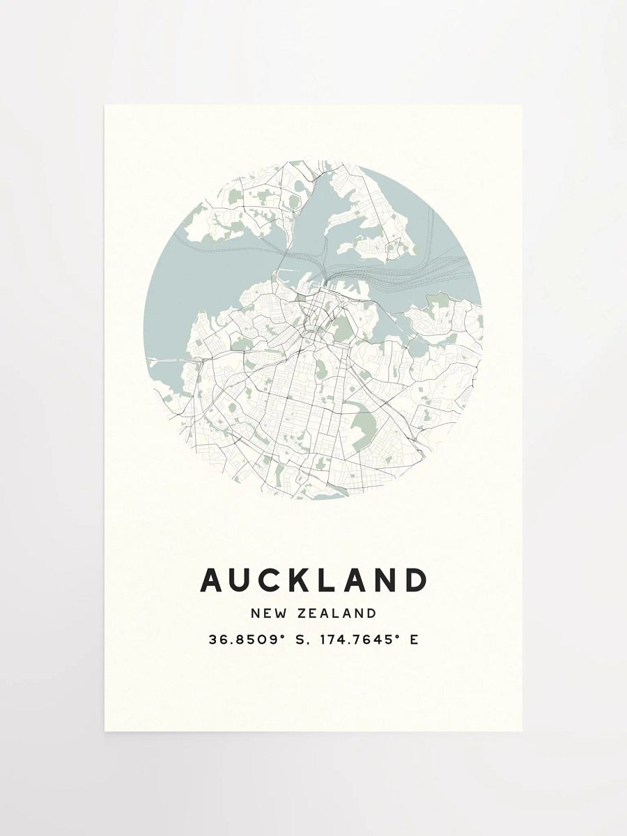 Auckland Street Map Poster – Beige Minimalist Circular City Art product image (4)