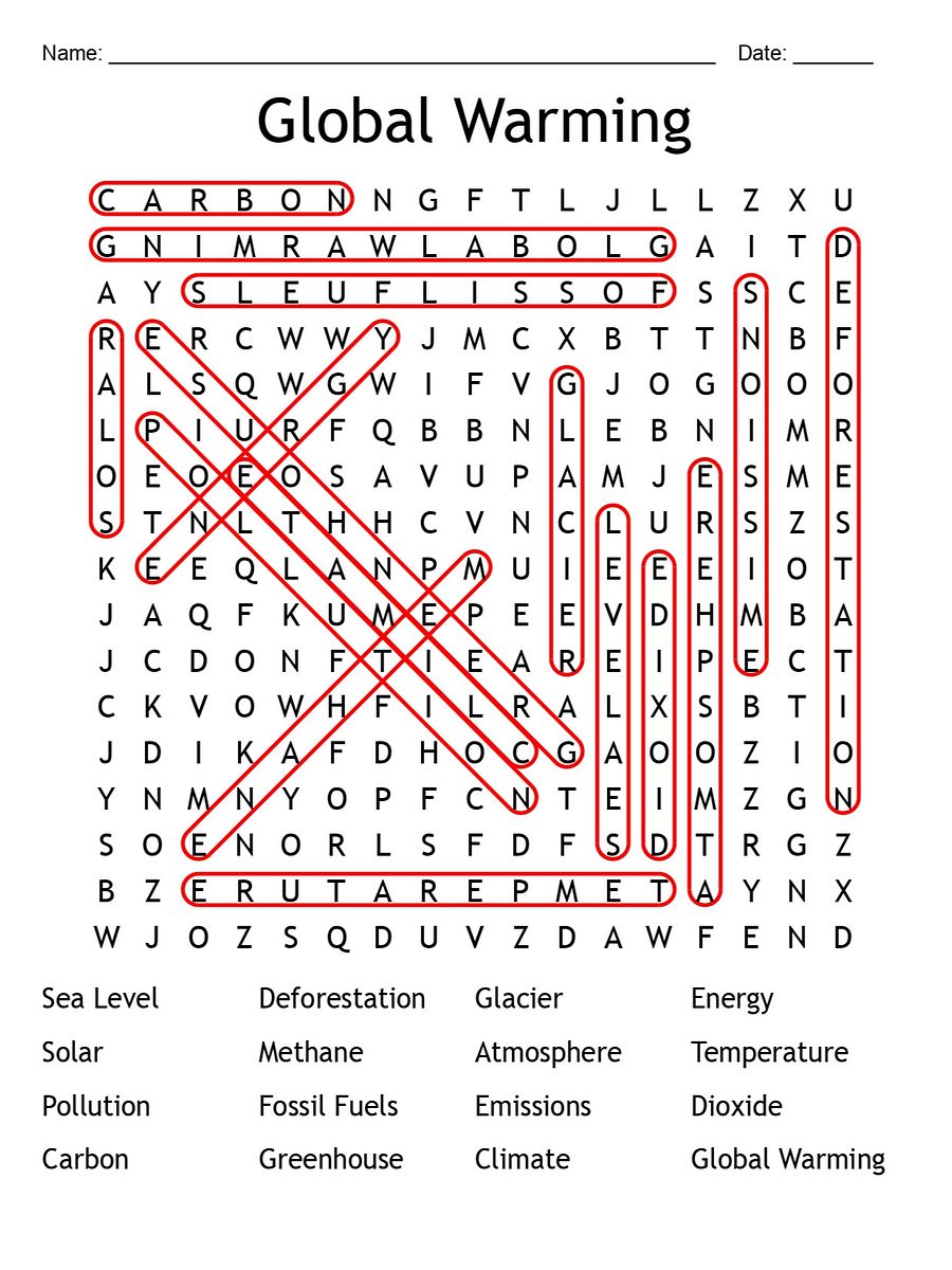 Printable Global Warming Word Search – 16 Key Terms! product image (2)