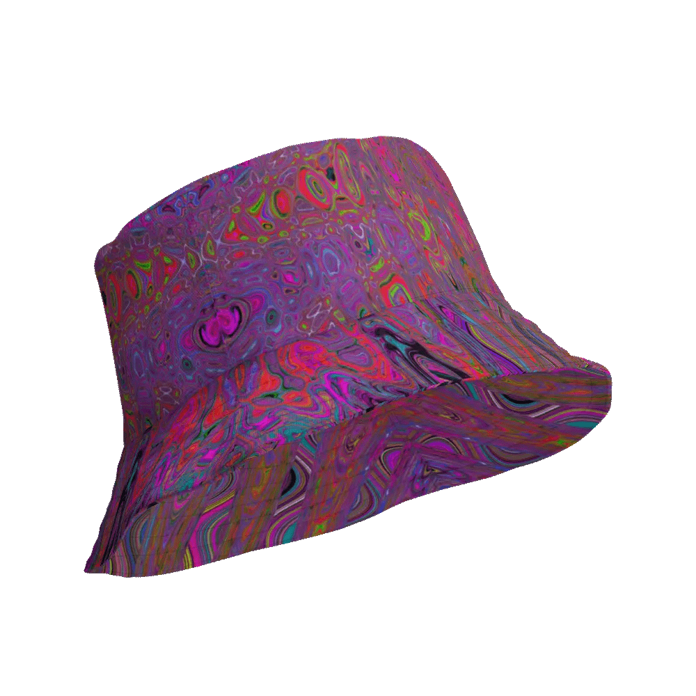 Psychedelic Groovy Magenta Retro Atomic Waves Bucket Hat product image (4)