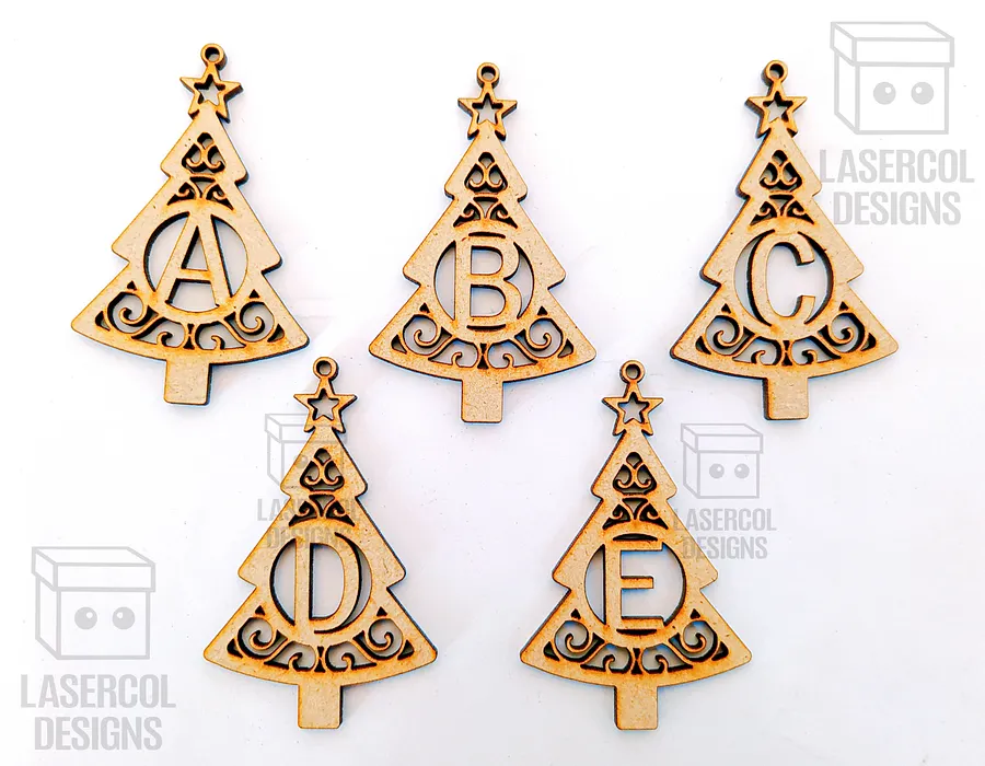 Monogram Christmas Tree Ornaments - Laser Cut Files product image (8)