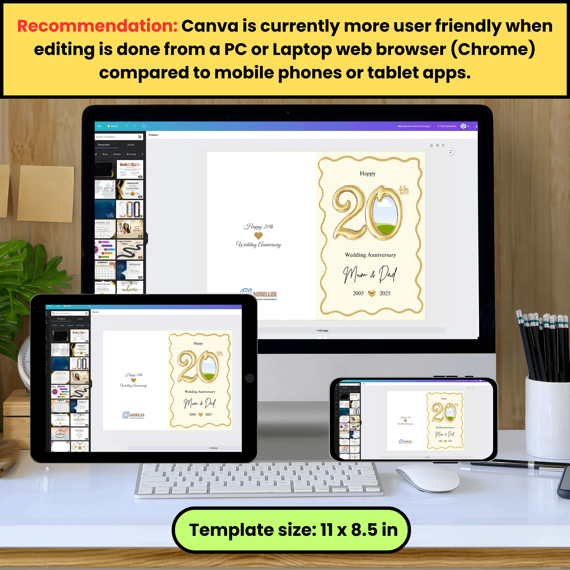 Gold Balloon-style 20th Year Wedding Anniversary Photo Card Template product image (5)