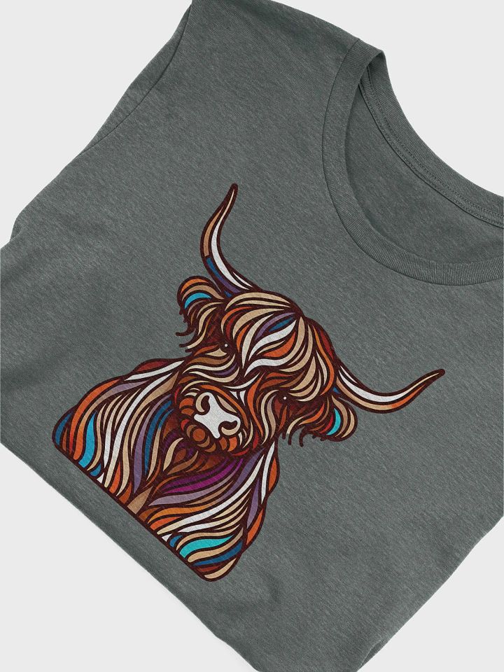 Highland Cow T-Shirt, Abstract Scottish Highland Coo Art, Colourful Farm Animal Tee, Unique Cow Lover Gift product image (2)