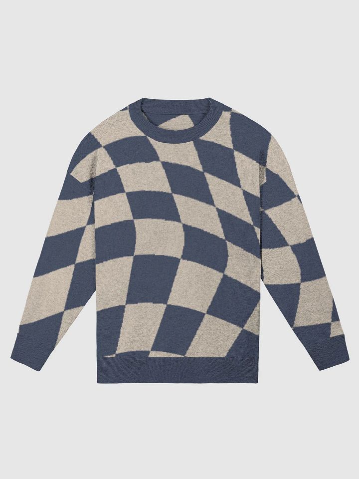 Navy Checkerboard Knit Sweater product image (2)