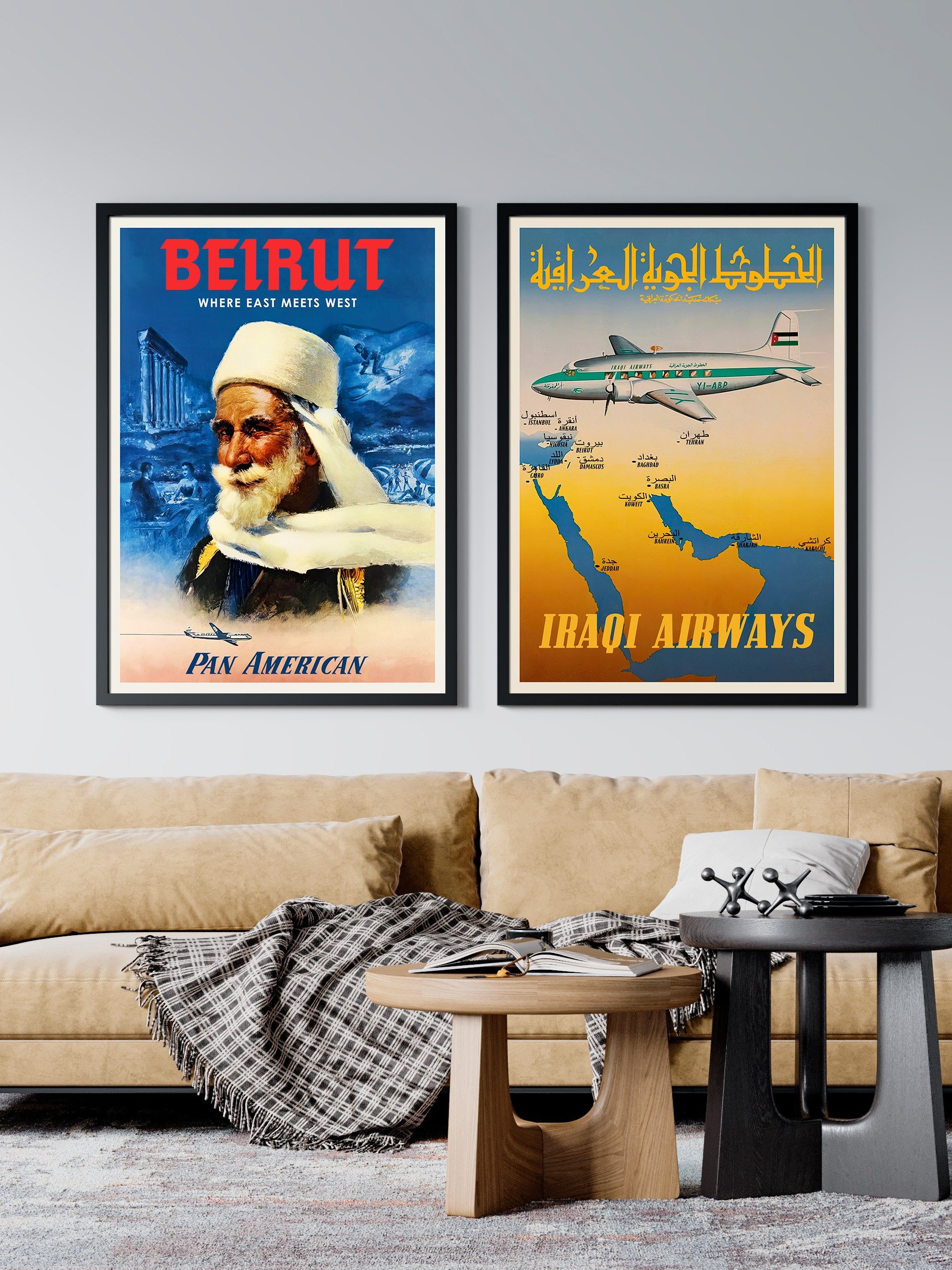 Beirut: Where East Meets West, Pan American, Lebanon, 1950s — retro vintage travel poster product image (2)