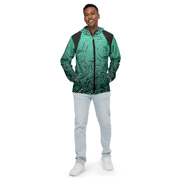 Neon chaos windbreaker, Turquoise and dark grey product image (1)