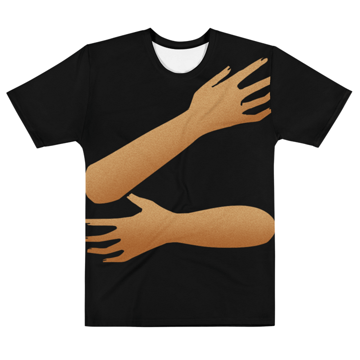 Back Hug T-Shirt (black shirt / brown skin tone) product image (1)