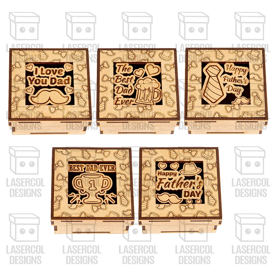 Father's Day Gift Boxes Set 1 (3 Sizes, 5 Styles) - Laser Cut Files product image (4)