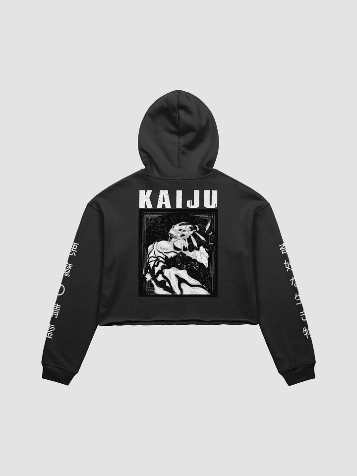 - [BACK PRINT] - KAIJU Blackout Fleece Hooded Crop Top product image (2)